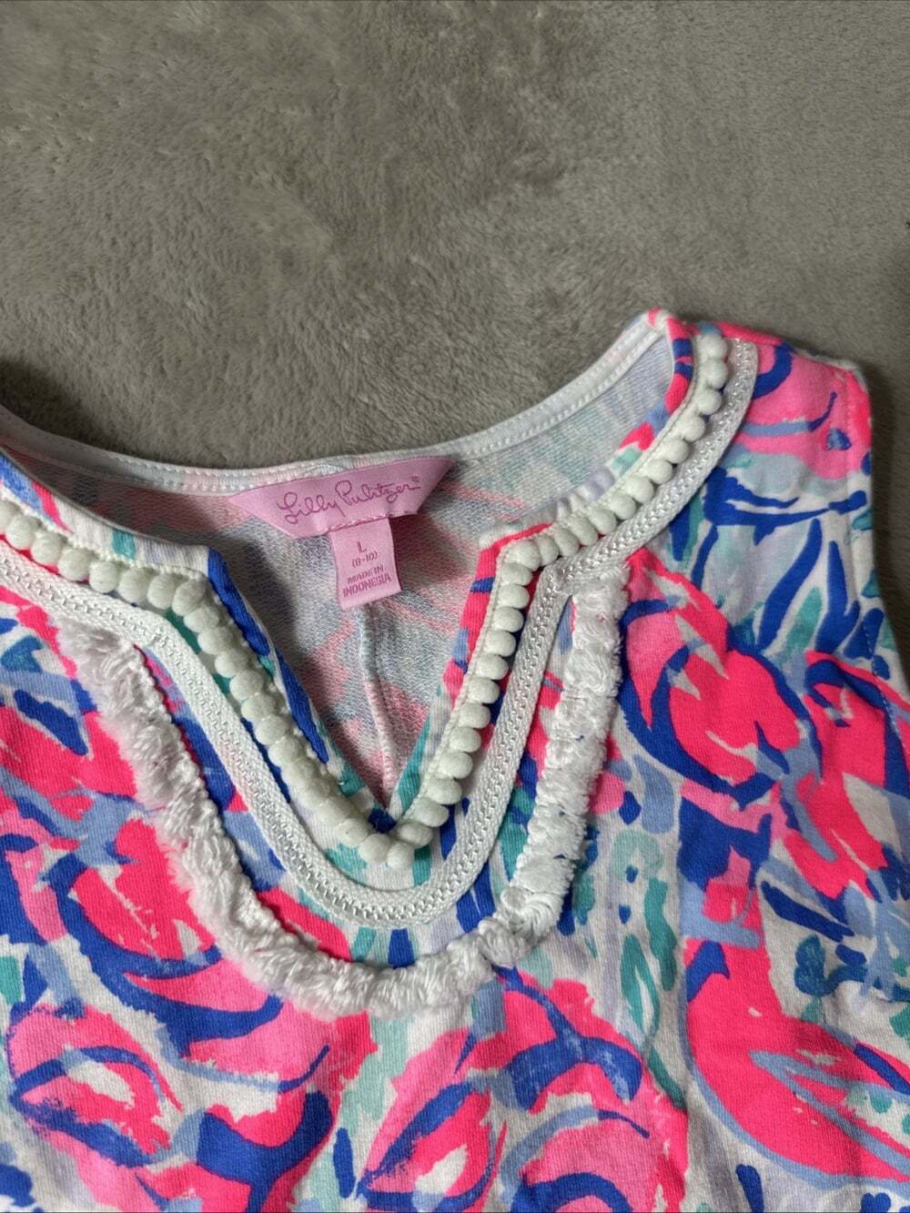 Lilly Pulitzer Girls Size L 8-10 Dress Romper Lot 2 Floral Pink Blue Green - Picture 5 of 7
